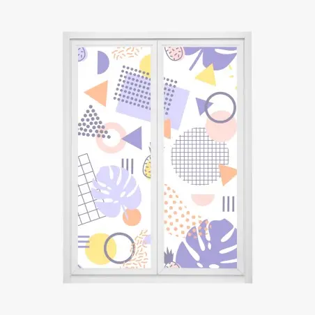 Fensteraufkleber verspieltes tropisches geometrisches muster – Wallnifity®