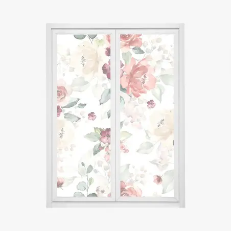 Fensteraufkleber zartes aquarell rosenmuster – Wallnifity®