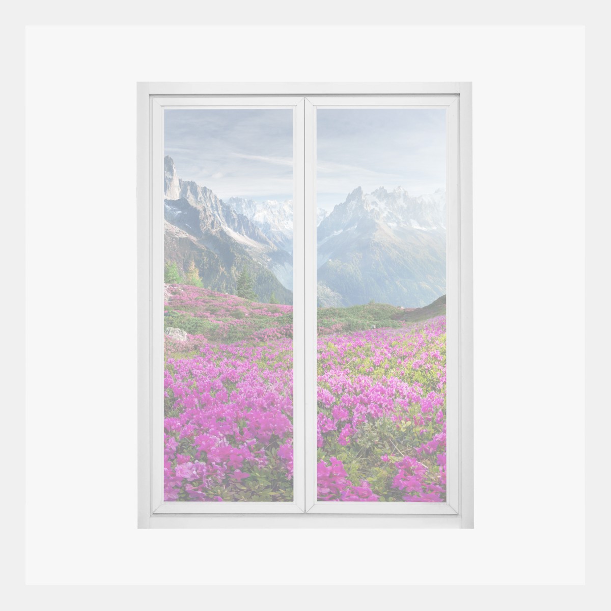 Fensteraufkleber alpine rhododendronwiese bei Mont Blanc – Wallnifity®