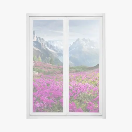 Fensteraufkleber alpine rhododendronwiese bei Mont Blanc – Wallnifity®