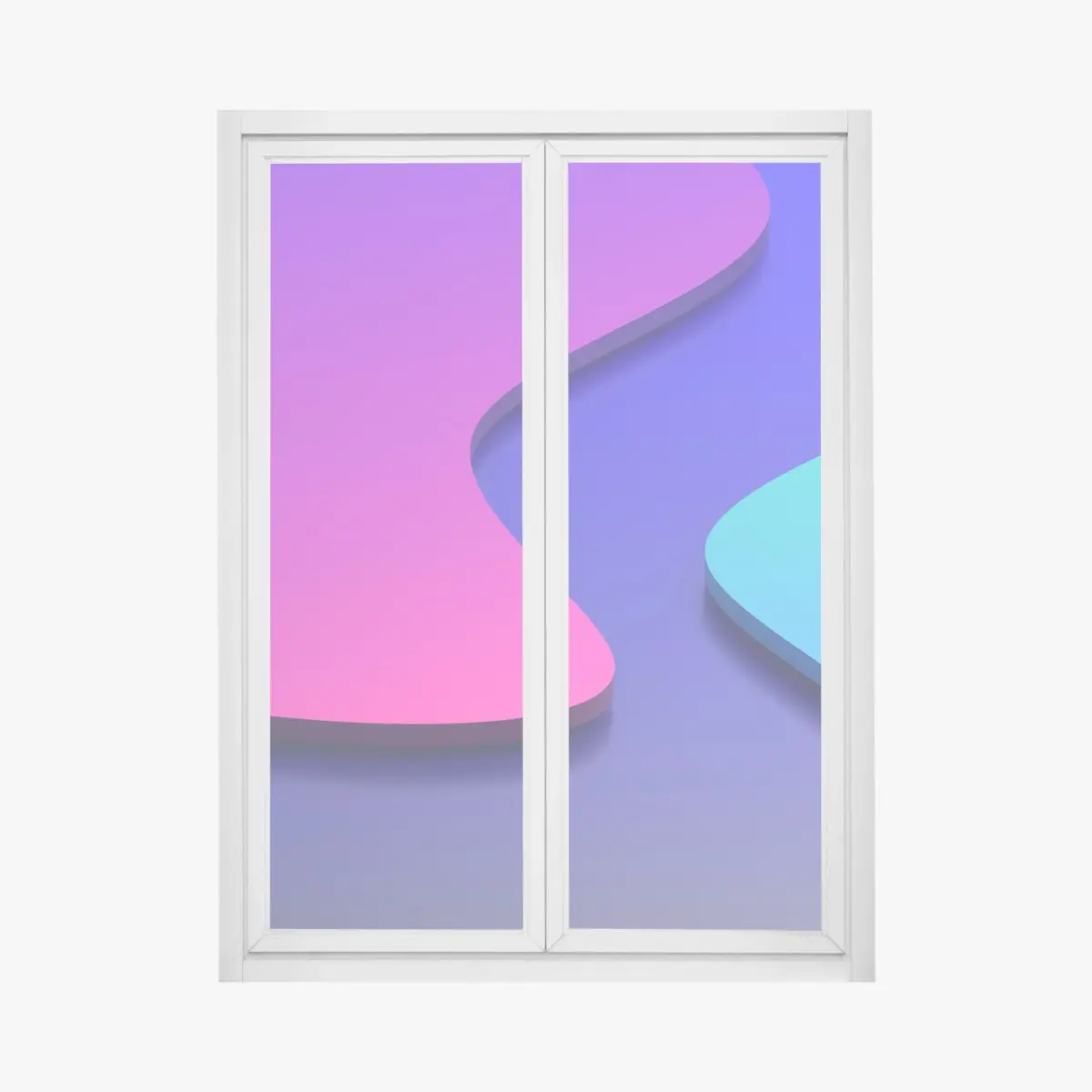 Fensteraufkleber leuchtende lila-blaue abstrakte 3d-formen – Wallnifity®