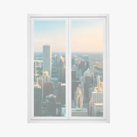 Fensteraufkleber Chicago skyline bei sonnenuntergang – Wallnifity®