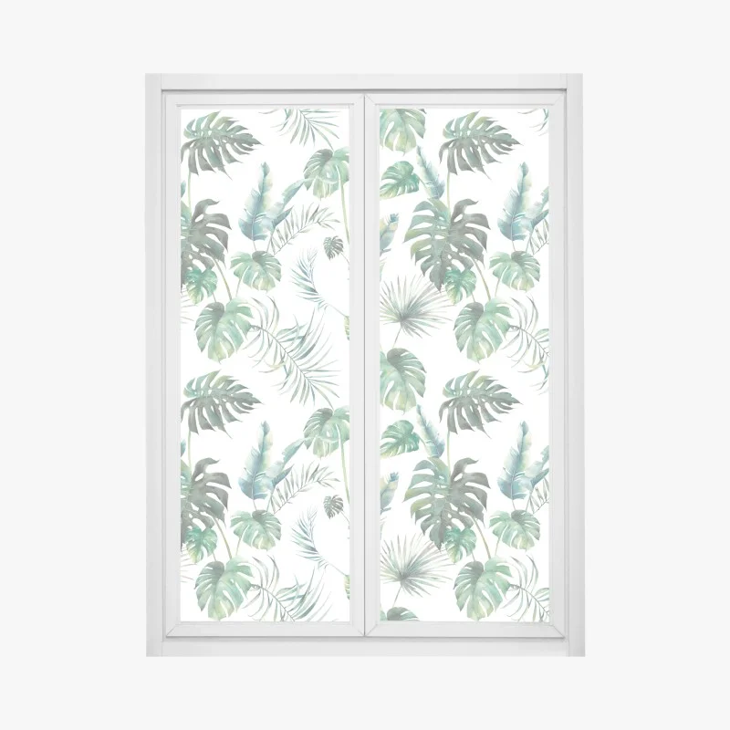 Fensteraufkleber aquarell tropische blätter muster – Wallnifity®