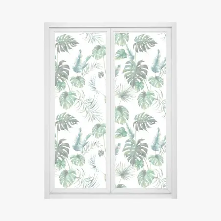 Fensteraufkleber aquarell tropische blätter muster – Wallnifity®