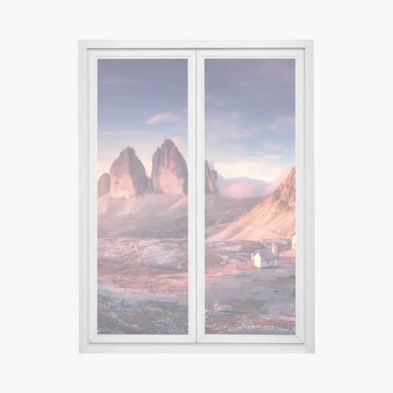 Fensteraufkleber sonnenaufgang über den gipfeln der Dolomiten