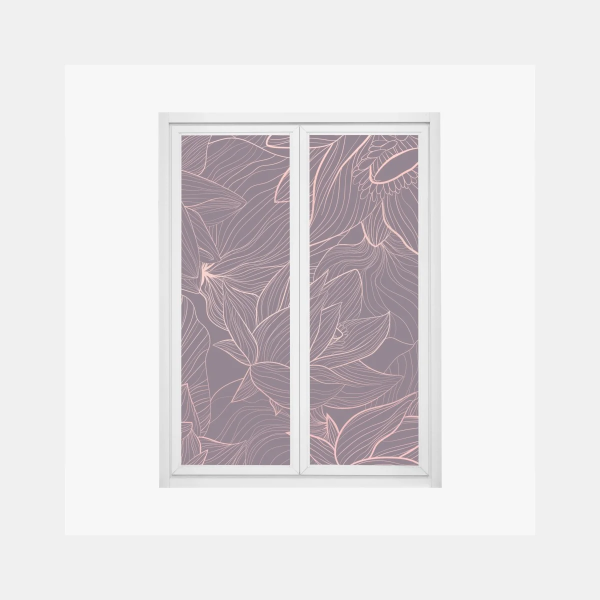 Fensteraufkleber elegantes rosa linienblumenmuster – Wallnifity® Fensteraufkleber elegantes rosa linienblumenmuster – Wallnifity®