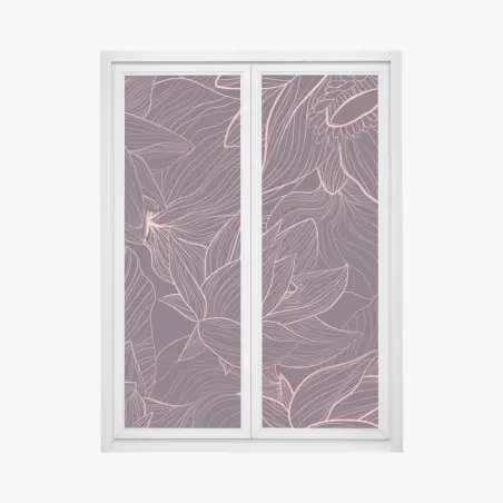 Fensteraufkleber elegantes rosa linienblumenmuster – Wallnifity®