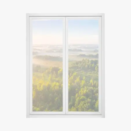 Fensteraufkleber nebliger morgen im sumpf von Zvanets – Wallnifity®