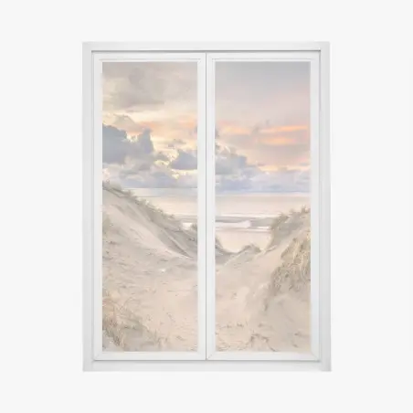 Fensteraufkleber sonnenuntergang über den dünen – Wallnifity®