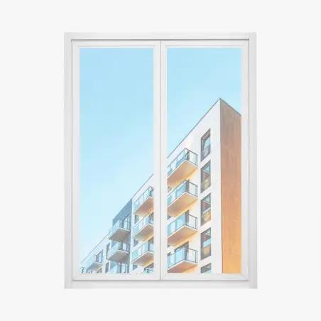 Fensteraufkleber modernes wohngebäude mit balkonen – Wallnifity®