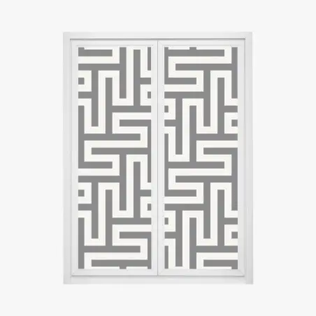 Fensteraufkleber geometrisches labyrinthmuster in beige und schwarz – Wallnifity®
