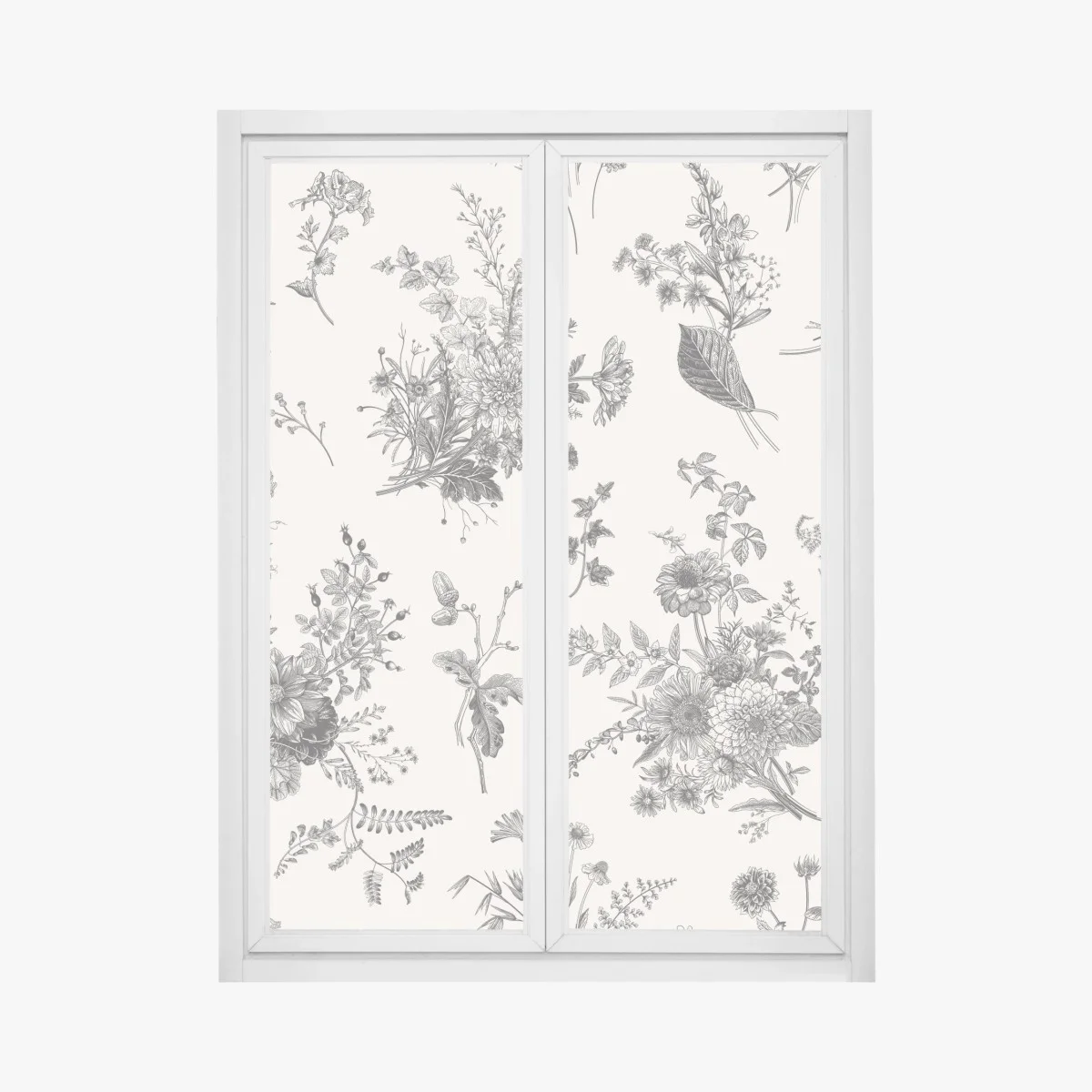 Fensteraufkleber klassisches schwarzweißes blumenmuster – Wallnifity® Fensteraufkleber klassisches schwarzweißes blumenmuster – Wallnifity®