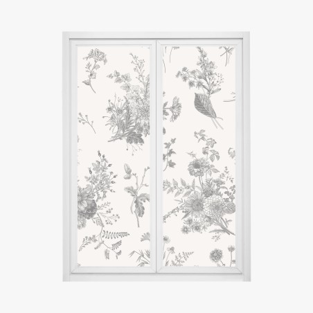 Fensteraufkleber klassisches schwarzweißes blumenmuster – Wallnifity®