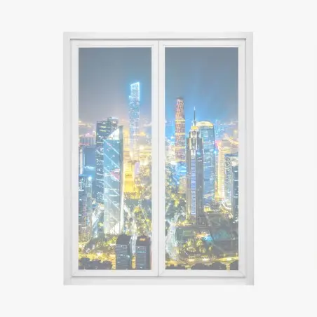 Fensteraufkleber nachtpanorama skyline Guangzhou – Wallnifity®