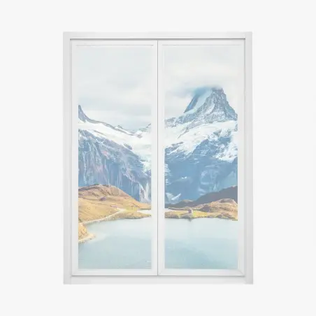 Fensteraufkleber morgendliche aussicht am Bachalpsee, Schweizer Alpen – Wallnifity®