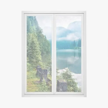 Fensteraufkleber nebliger morgen am Lacu Rosu – Wallnifity®
