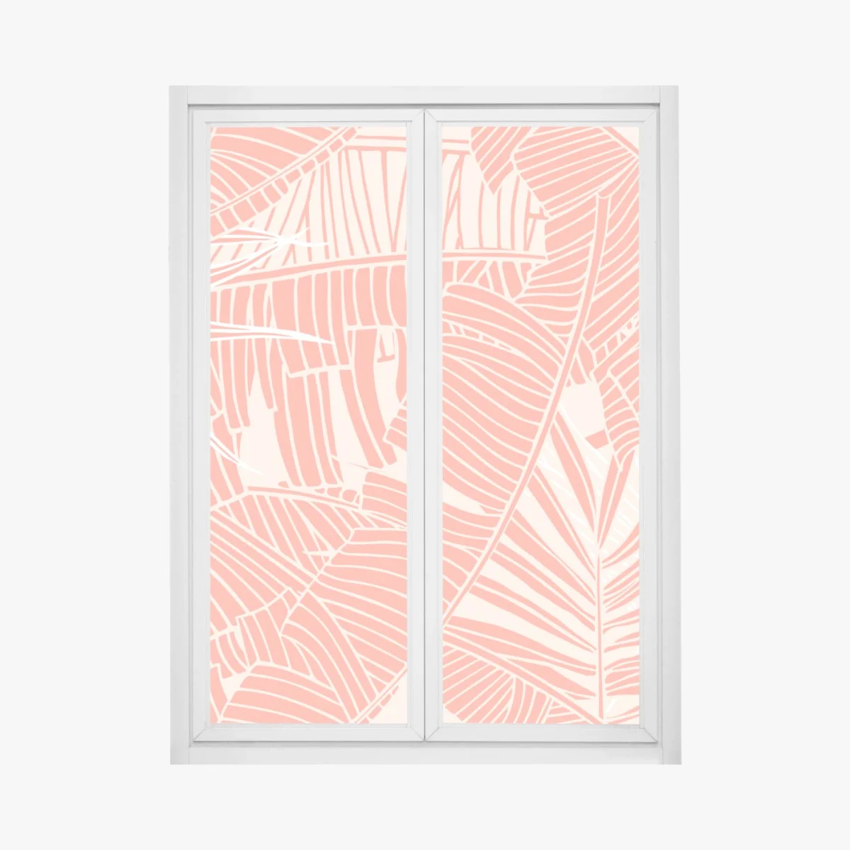 Fensteraufkleber korallenfarbenes tropisches blattmuster – Wallnifity® Fensteraufkleber korallenfarbenes tropisches blattmuster – Wallnifity®