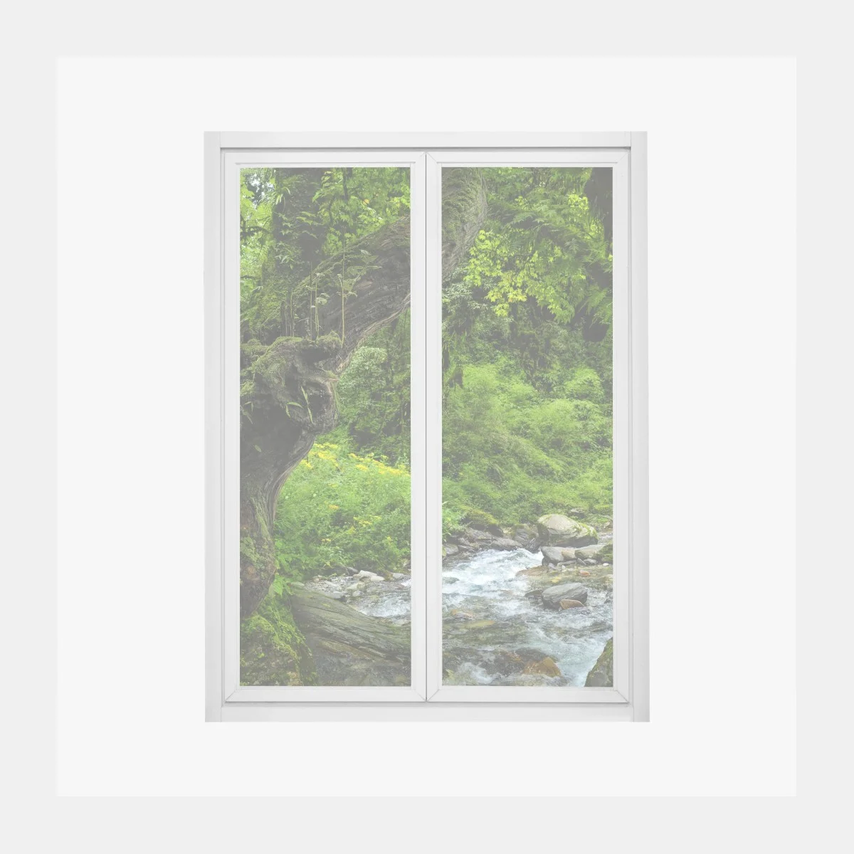 Fensteraufkleber moosiger waldbach panorama – Wallnifity® Fensteraufkleber moosiger waldbach panorama – Wallnifity®