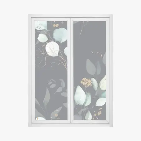 Fensteraufkleber eukalyptus aquarellblätter auf dunklem hintergrund – Wallnifity®
