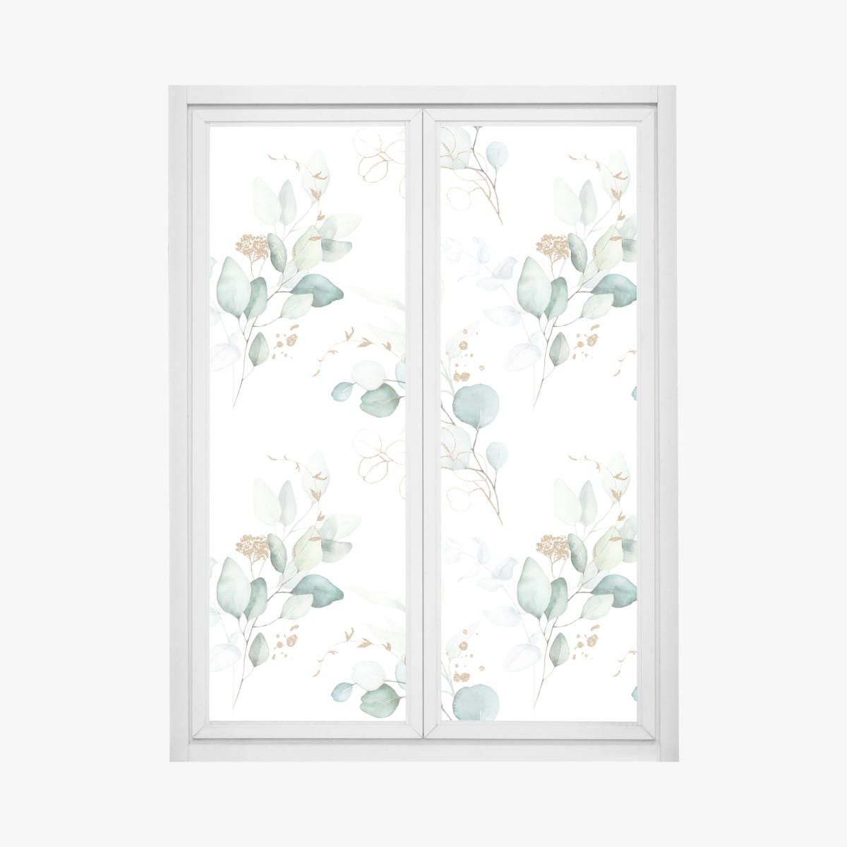 Fensteraufkleber eukalyptus aquarell muster in grüntönen – Wallnifity®