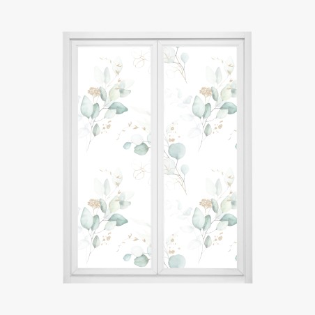 Fensteraufkleber eukalyptus aquarell muster in grüntönen – Wallnifity®