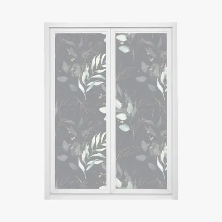 Fensteraufkleber aquarell eukalyptusblätter auf dunklem hintergrund – Wallnifity®