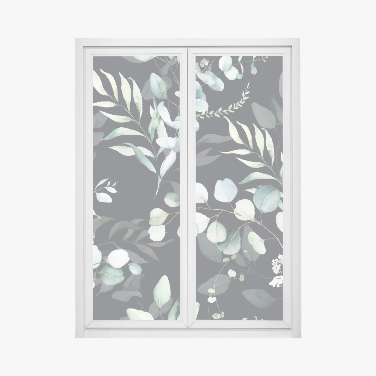 Fensteraufkleber eukalyptus aquarell botanisches muster auf dunklem hintergrund – Wallnifity®