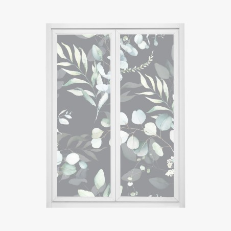 Fensteraufkleber eukalyptus aquarell botanisches muster auf dunklem hintergrund – Wallnifity®