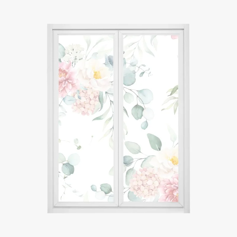 Fensteraufkleber zarter aquarellblumenstrauß