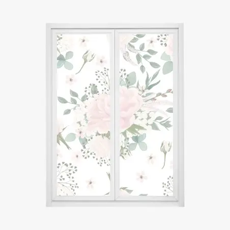Fensteraufkleber zartes rosa pfingstrosenmuster – Wallnifity®