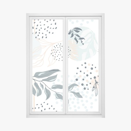 Fensteraufkleber pastellfarbenes botanisches abstraktes muster – Wallnifity®