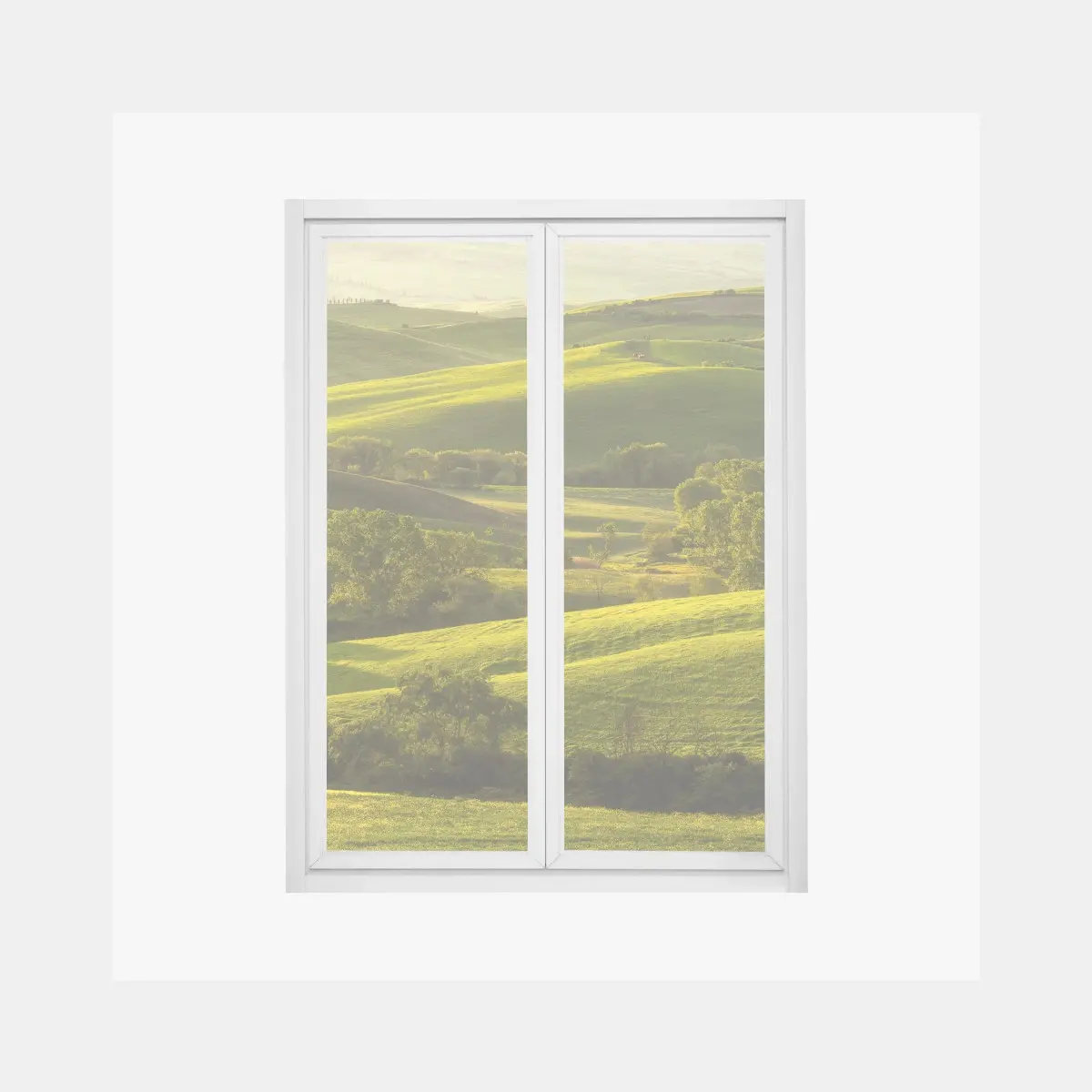 Fensteraufkleber sonnenbeschienene grüne hügel – Wallnifity®