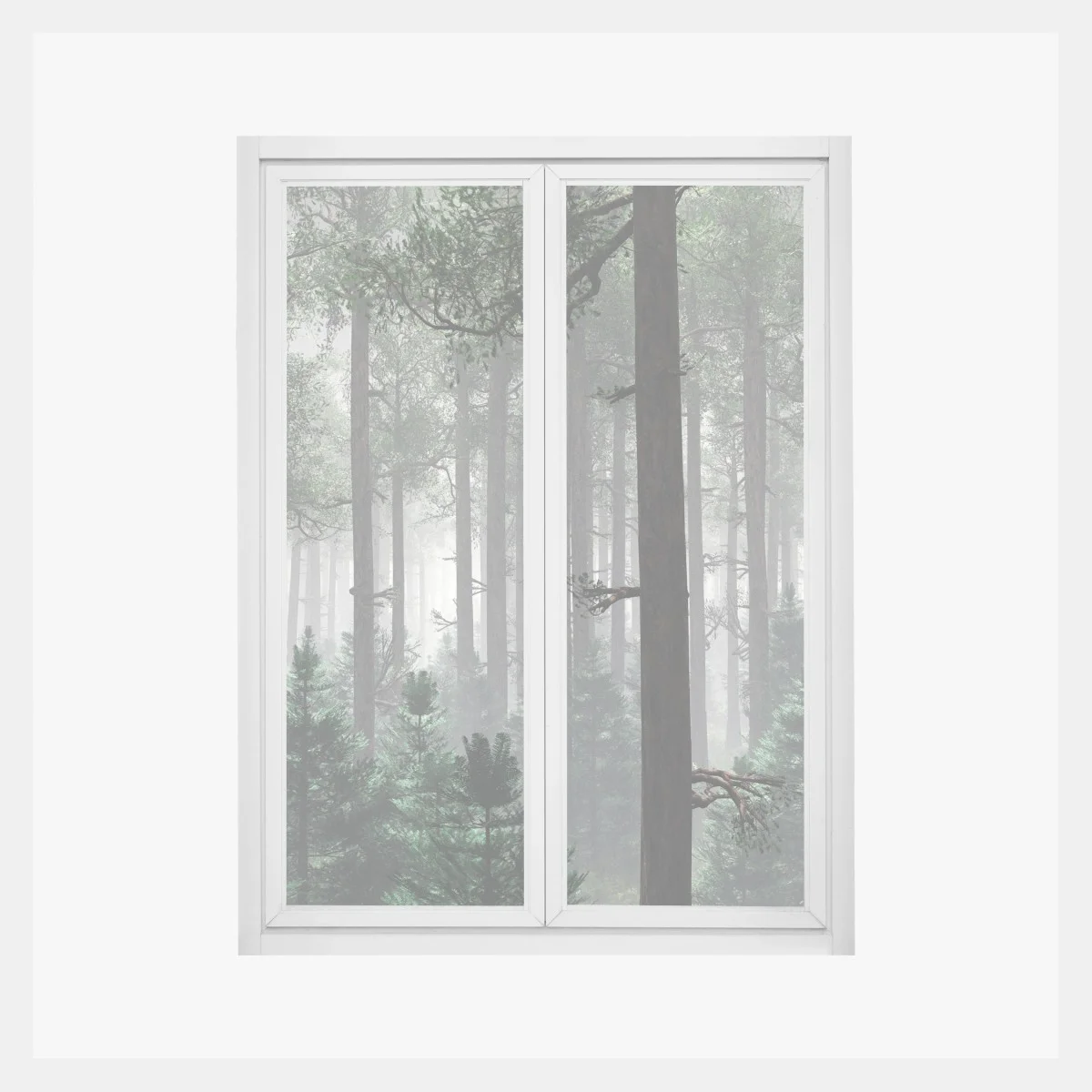 Fensteraufkleber nebliger immergrüner wald – Wallnifity® Fensteraufkleber nebliger immergrüner wald – Wallnifity®