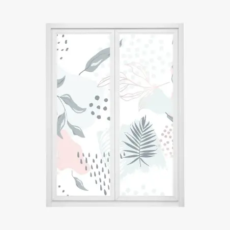 Fensteraufkleber pastellfarbenes botanisches abstraktes muster – Wallnifity®