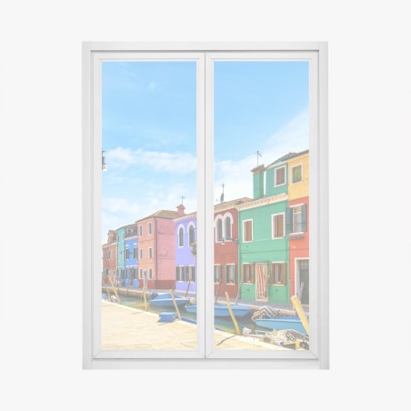 Fensteraufkleber bunte kanalhäuser von Burano – Wallnifity®