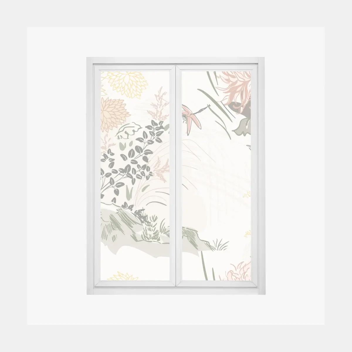 Fensteraufkleber zartes pastell-blumenmuster – Wallnifity®