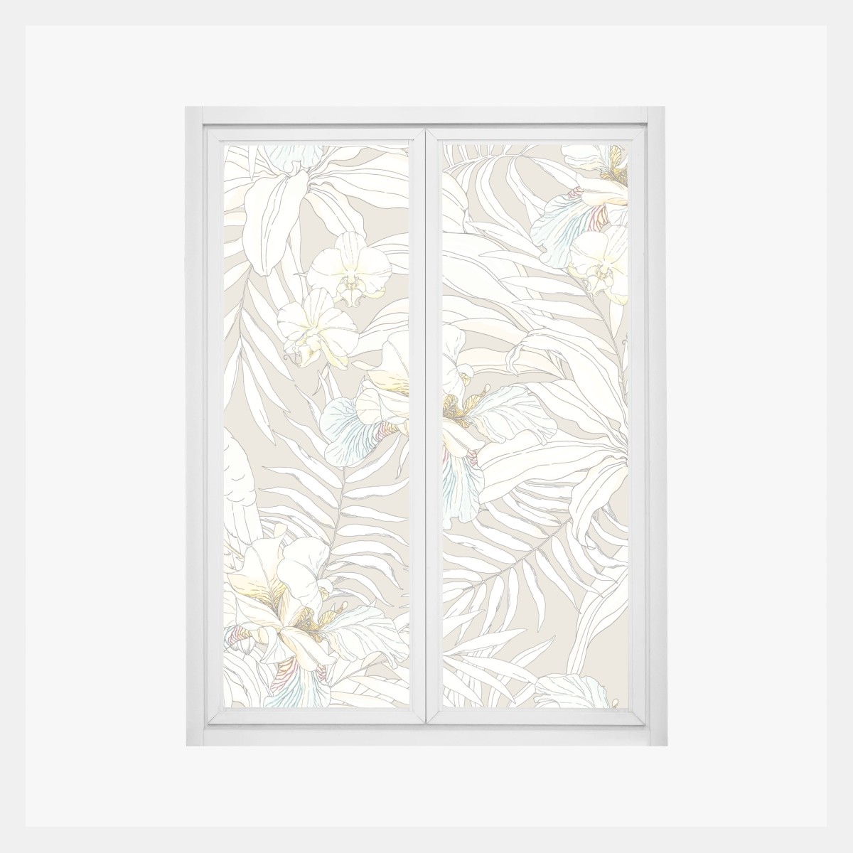 Fensteraufkleber tropisches kakadu-blumenmuster – Wallnifity®