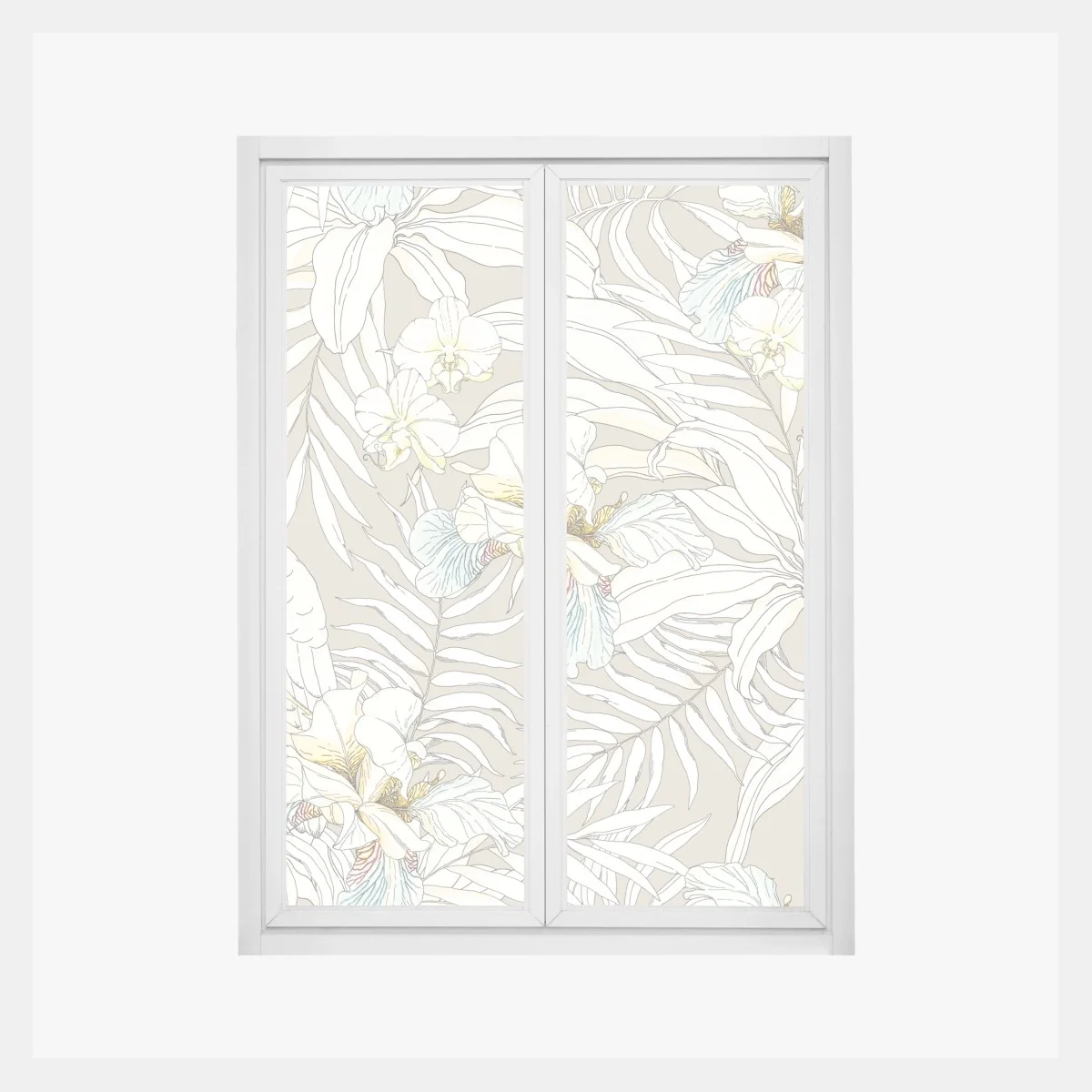 Fensteraufkleber tropisches kakadu-blumenmuster – Wallnifity® Fensteraufkleber tropisches kakadu-blumenmuster – Wallnifity®