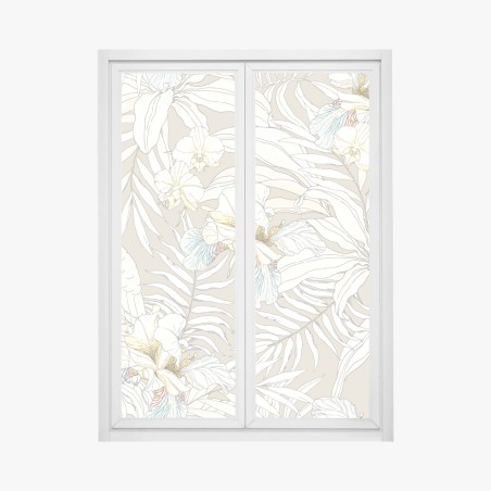 Fensteraufkleber tropisches kakadu-blumenmuster – Wallnifity®