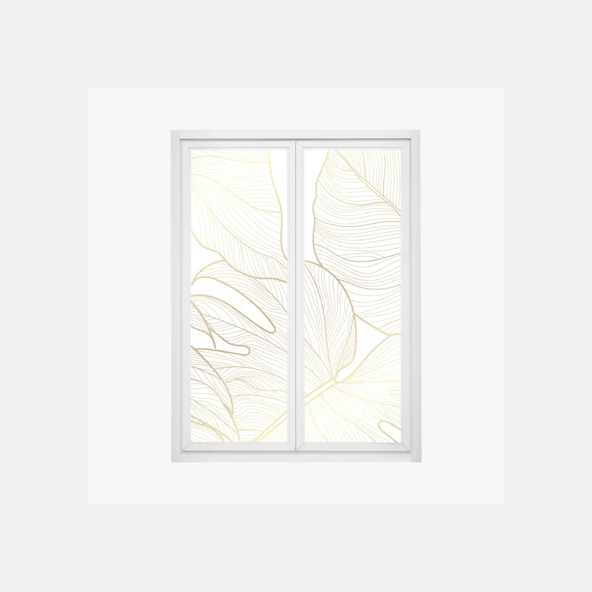 Fensteraufkleber goldene botanische blattzeichnung – Wallnifity®