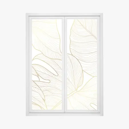 Fensteraufkleber goldene botanische blattzeichnung – Wallnifity®