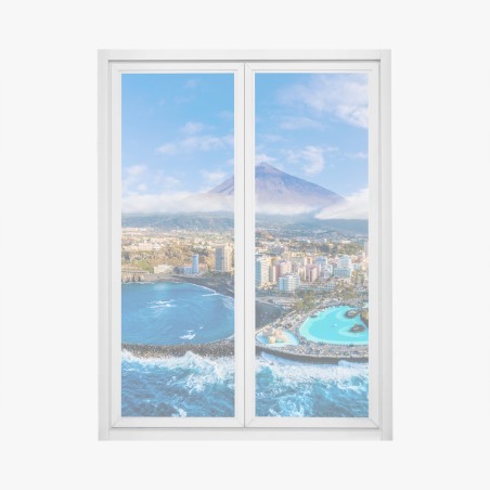 Fensteraufkleber luftpanorama der küste von Teneriffa mit dem Mount Teide – Wallnifity®