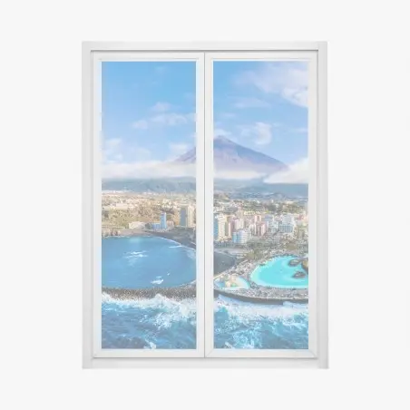 Fensteraufkleber luftpanorama der küste von Teneriffa mit dem Mount Teide – Wallnifity®