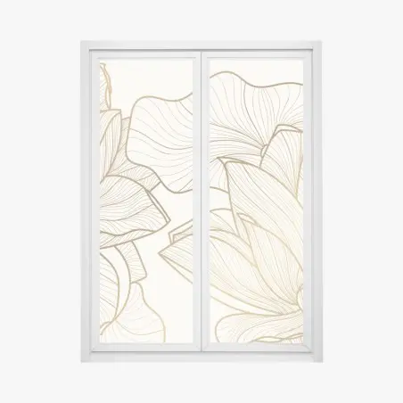 Fensteraufkleber elegante goldene linien blumenillustration – Wallnifity®
