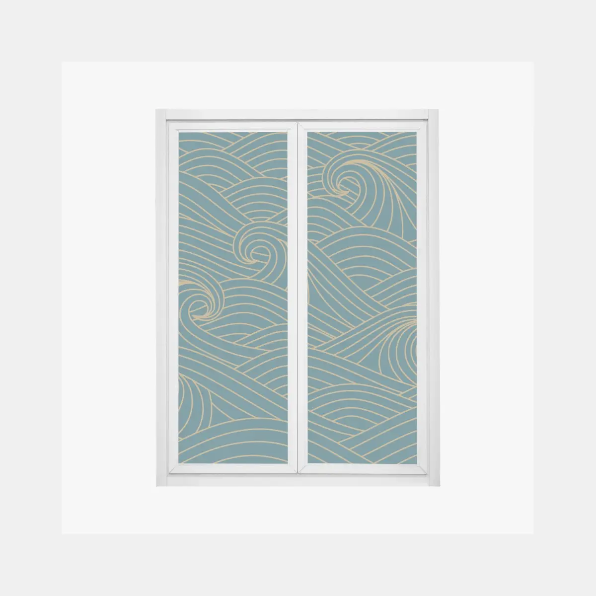 Fensteraufkleber türkiswellenmuster mit goldlinien – Wallnifity®