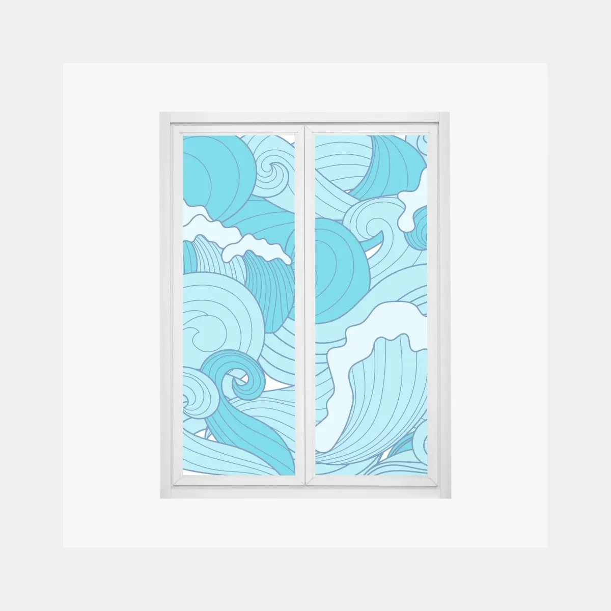 Fensteraufkleber blaue ozeanwellen illustration – Wallnifity®