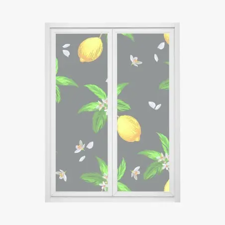 Fensteraufkleber leuchtendes zitronenmuster mit grünen blättern – Wallnifity®