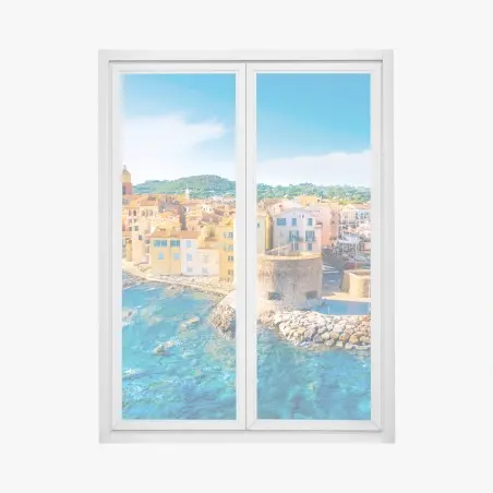 Fensteraufkleber sonniger Mittelmeerhafen – Wallnifity®