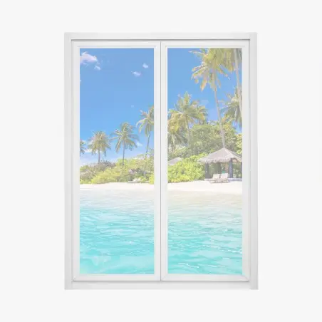Fensteraufkleber tropischer türkisstrand – Wallnifity®