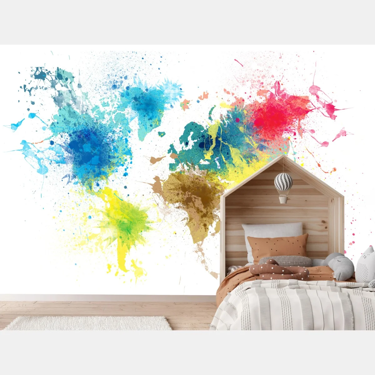 Fototapete bunte weltkarte mit farbspritzern – Wallnifity® Fototapete bunte weltkarte mit farbspritzern – Wallnifity®